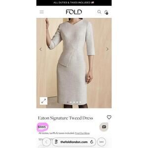 $665 NWT THE FOLD LONDON Eaton Winter White & Grey Signature Tweed Dress Size 2